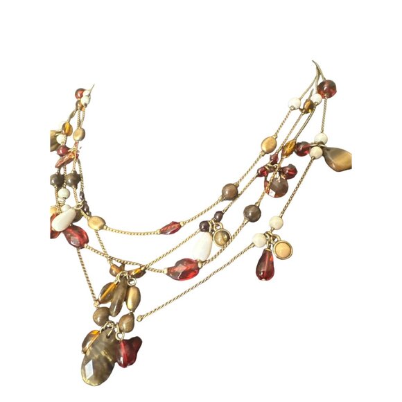 💖Lisaco Beaded Multi-Strand Necklace With Red & Brown Beads - Picture 2 of 4